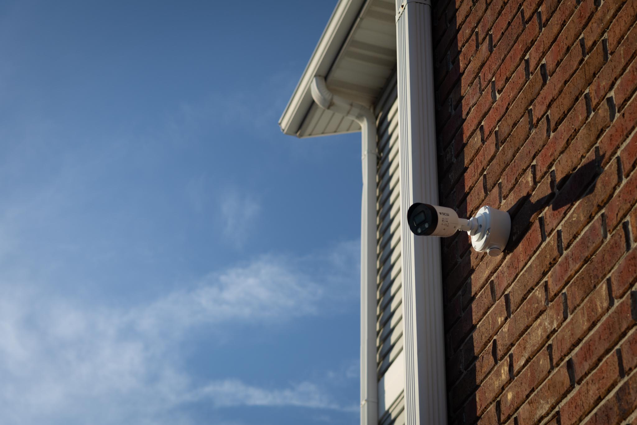 A security camera on a building