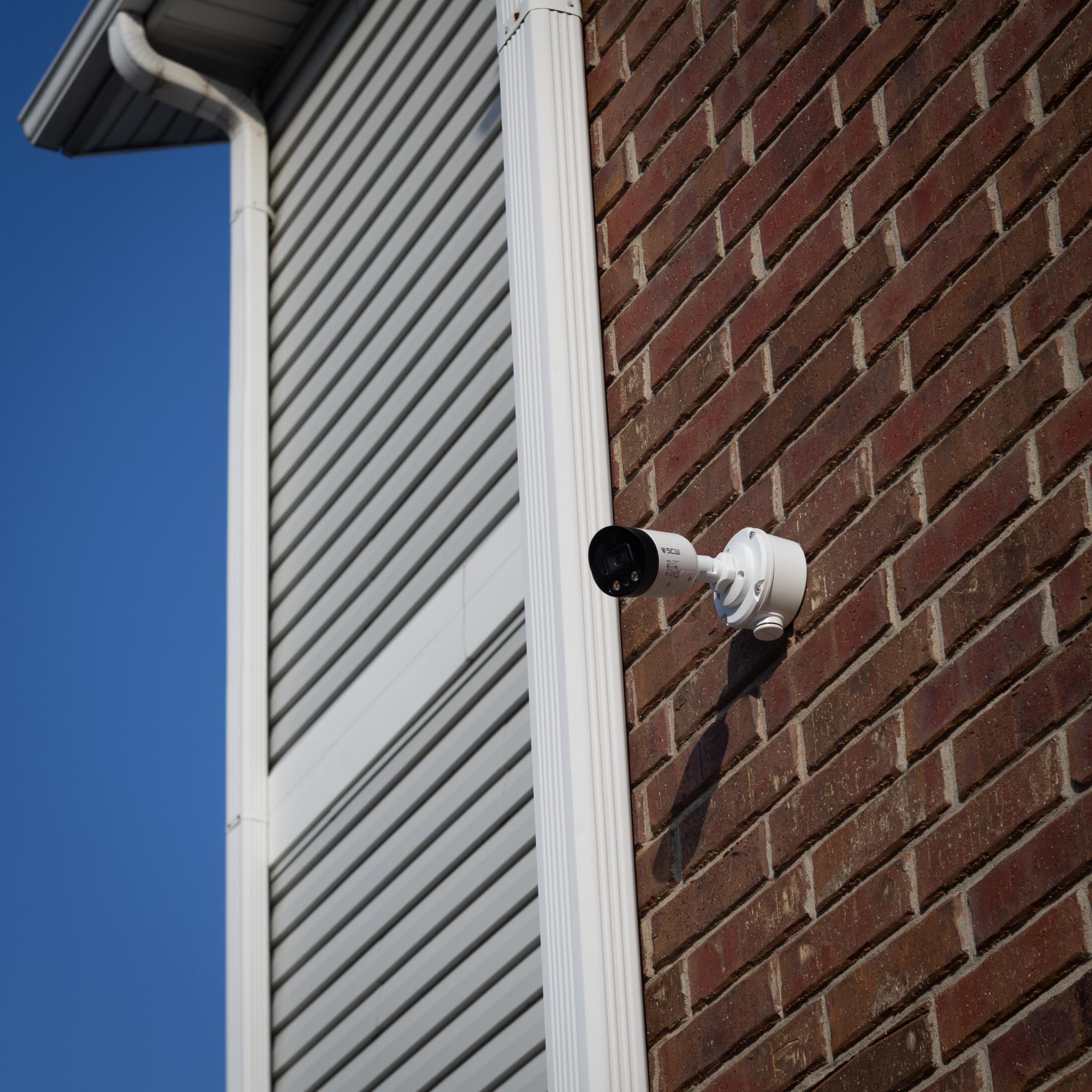 A camera on a building